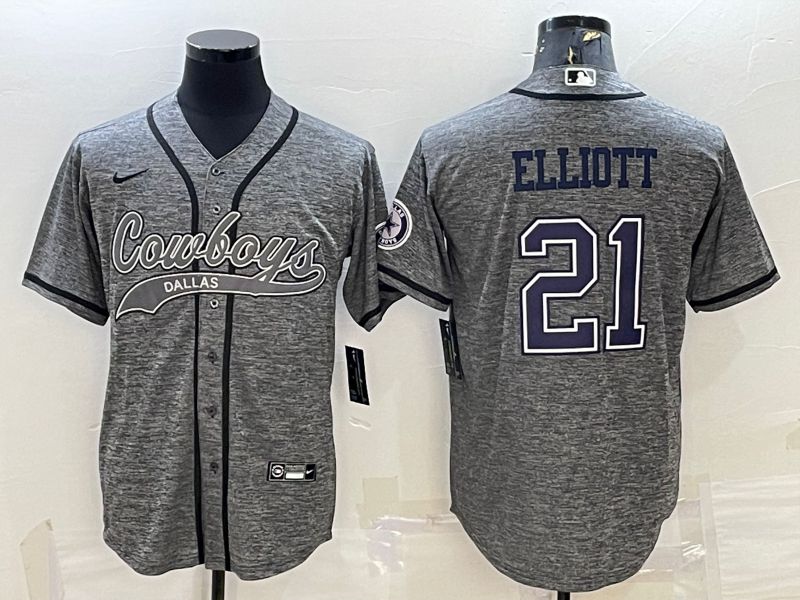Men Dallas Cowboys #21 Elliott Grey hemp ash 2022 Nike Co branded NFL Jerseys